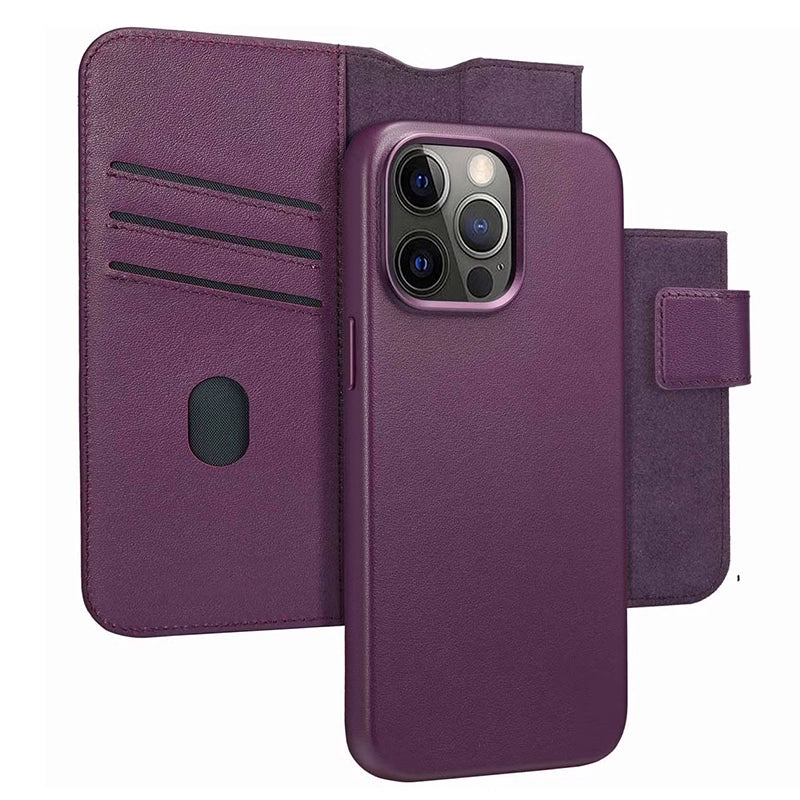 Authentieke 2-in-1 iPhone Leren Hoes - Heath Purple