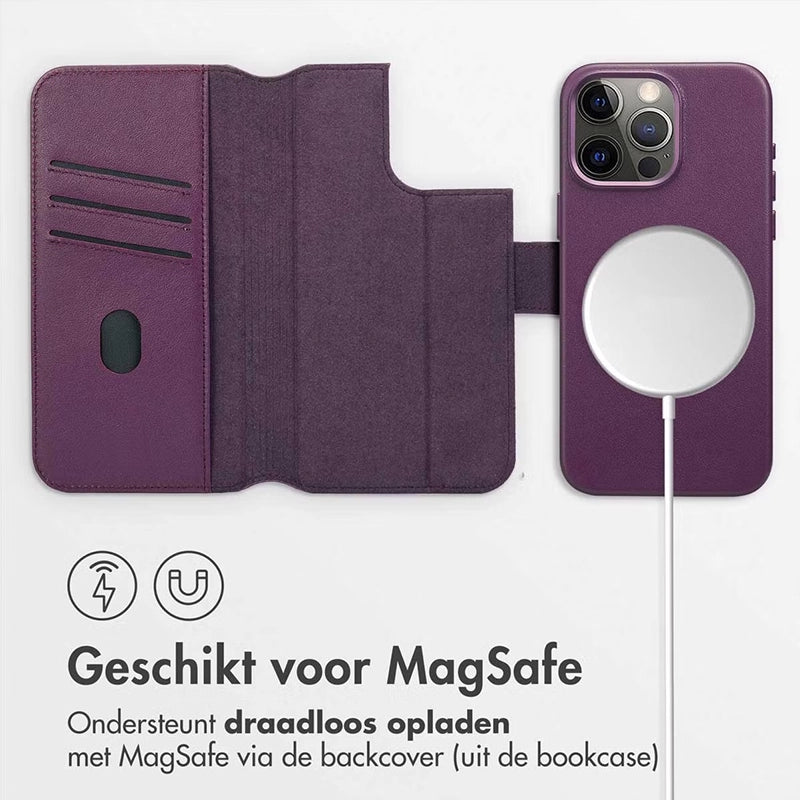 Authentieke 2-in-1 iPhone Leren Hoes - Heath Purple