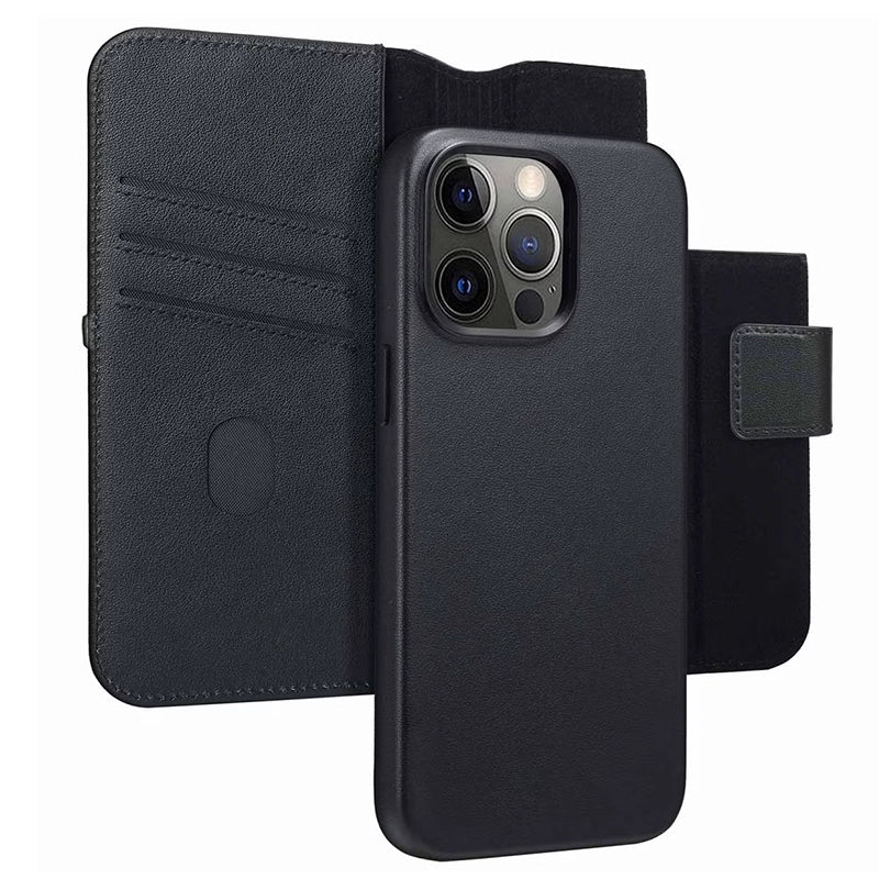 Authentieke 2-in-1 iPhone Leren Hoes - Onyx Black