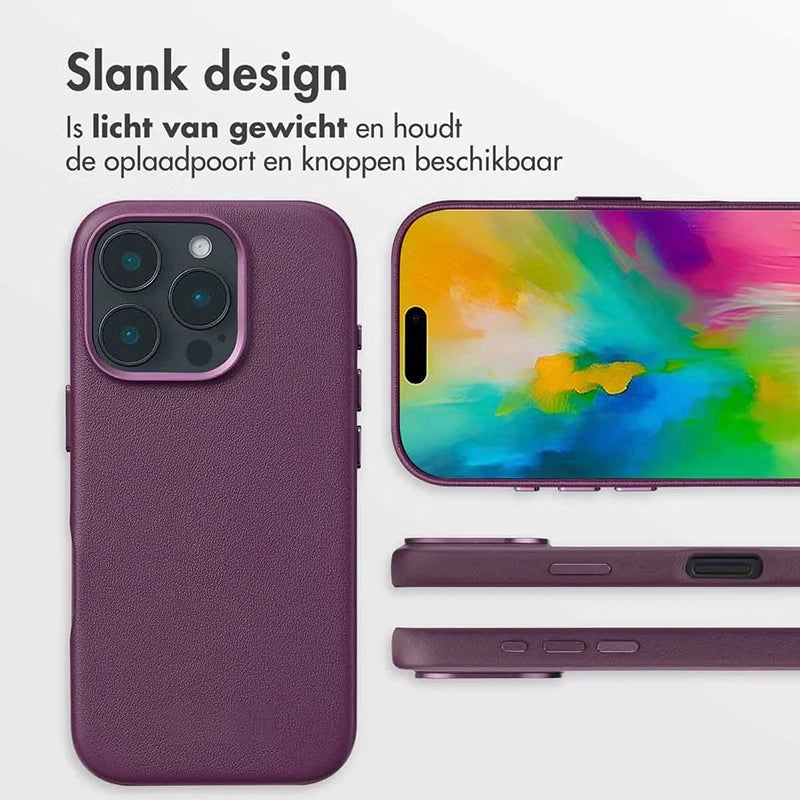 Luxe Echt Leren iPhone Backcover - Heath Purple