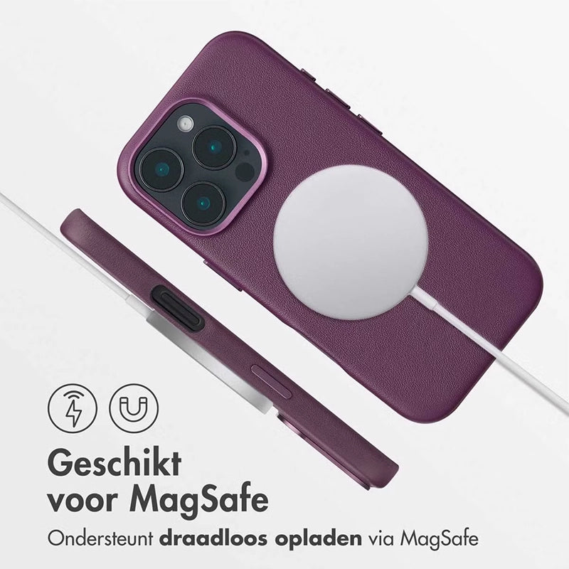 Luxe Echt Leren iPhone Backcover - Heath Purple