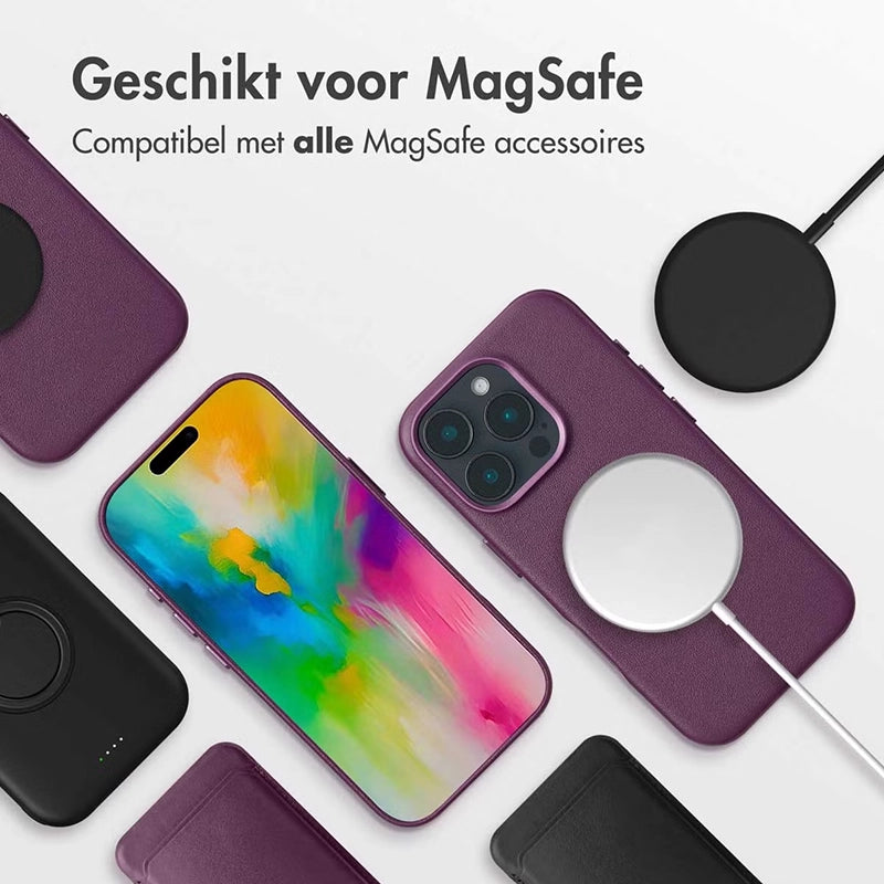 Luxe Echt Leren iPhone Backcover - Heath Purple