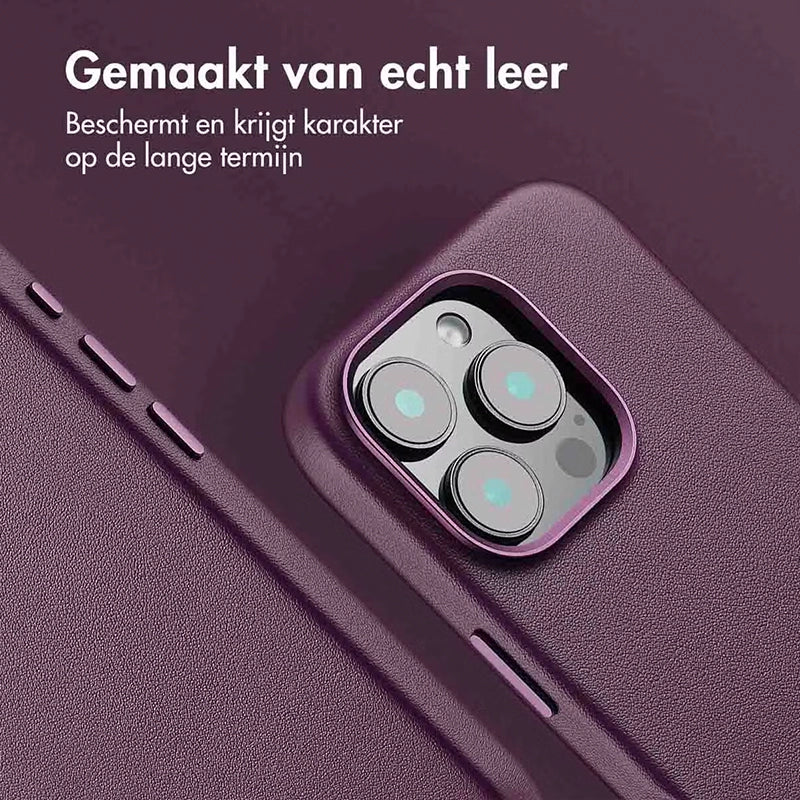 Luxe Echt Leren iPhone Backcover - Heath Purple