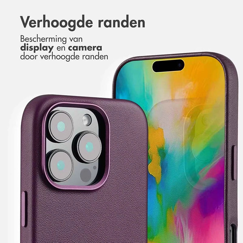Luxe Echt Leren iPhone Backcover - Heath Purple
