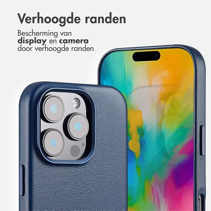 Luxe Echt Leren iPhone Backcover - Nightfall Blue