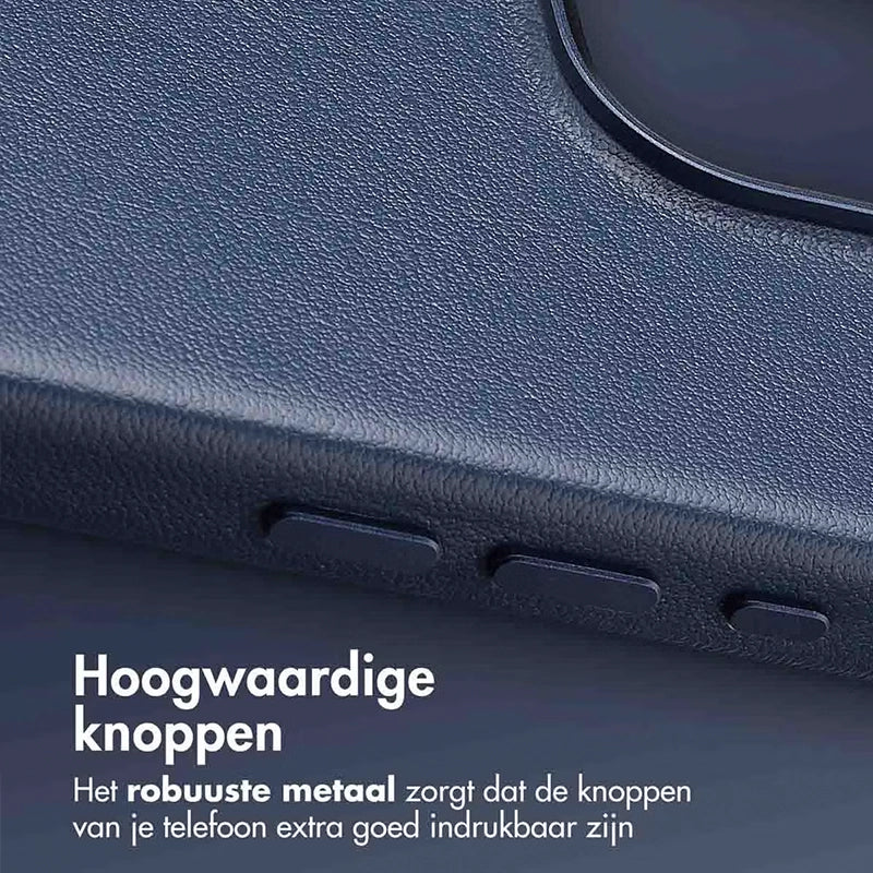 Luxe Echt Leren iPhone Backcover - Nightfall Blue