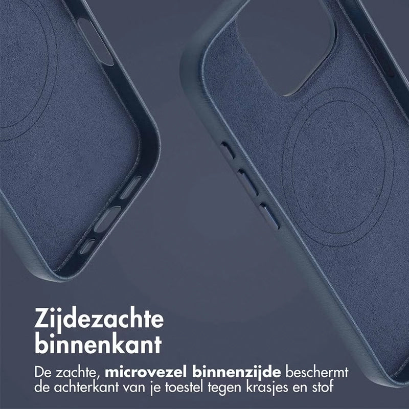 Luxe Echt Leren iPhone Backcover - Nightfall Blue