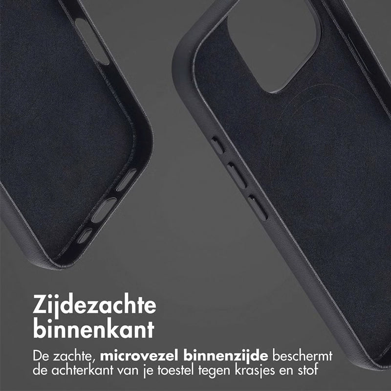 Luxe Echt Leren iPhone Backcover - Onyx Black