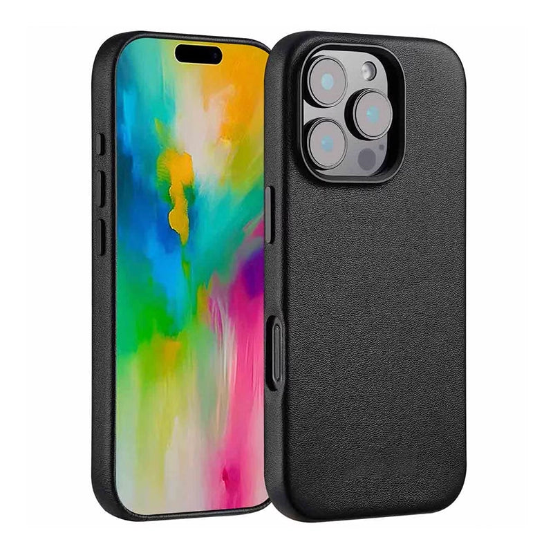 Luxe Echt Leren iPhone Backcover - Onyx Black