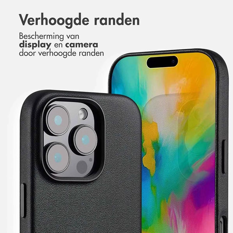 Luxe Echt Leren iPhone Backcover - Onyx Black