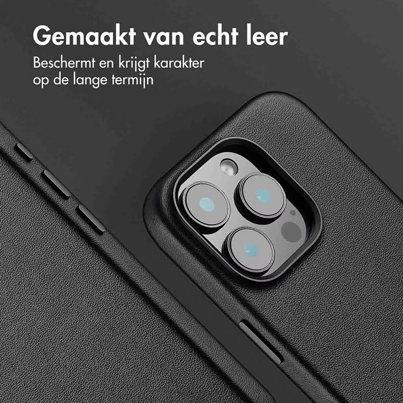 Luxe Echt Leren iPhone Backcover - Onyx Black