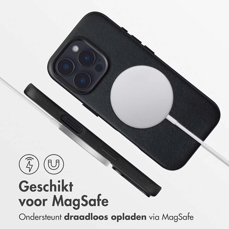 Luxe Echt Leren iPhone Backcover - Onyx Black