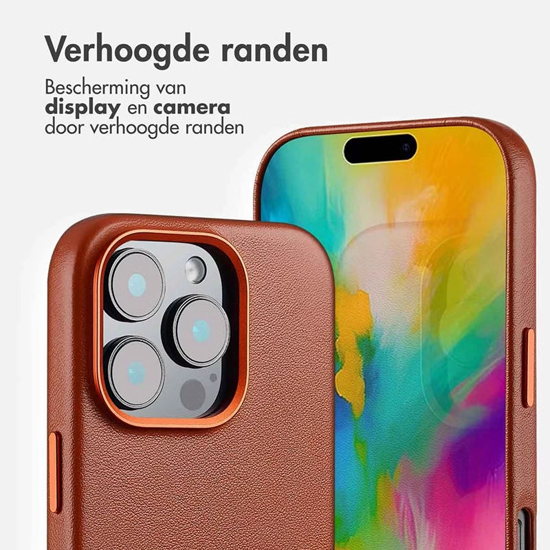 Luxe Echt Leren iPhone Backcover - Sienna Brown