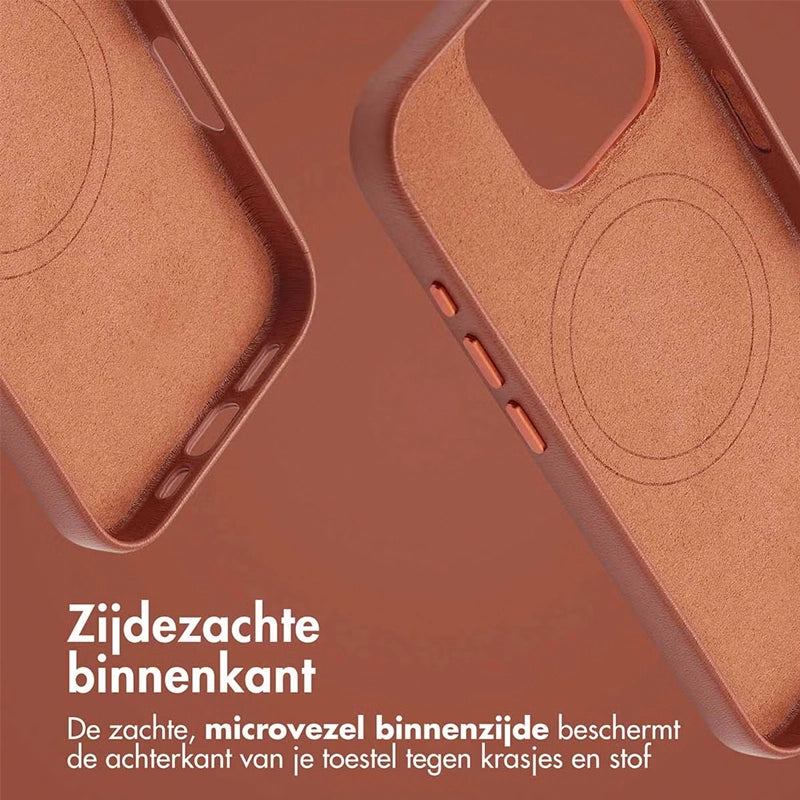 Luxe Echt Leren iPhone Backcover - Sienna Brown