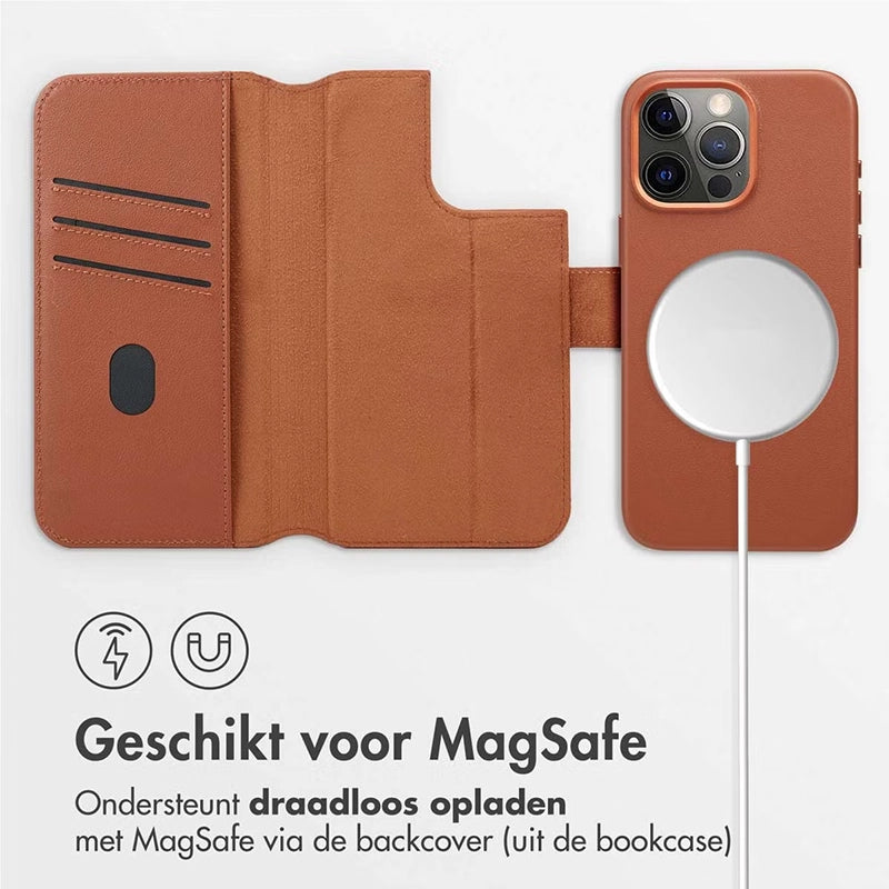 Authentieke 2-in-1 iPhone Leren Hoes - Sienna Brown