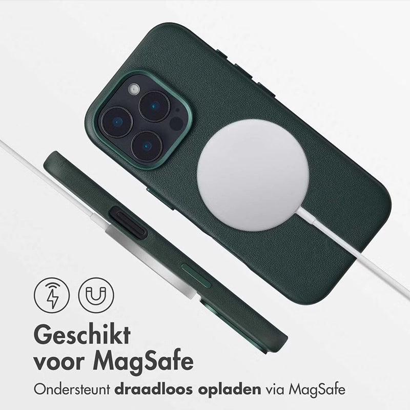 Luxe Echt Leren iPhone Backcover – Cedar Green