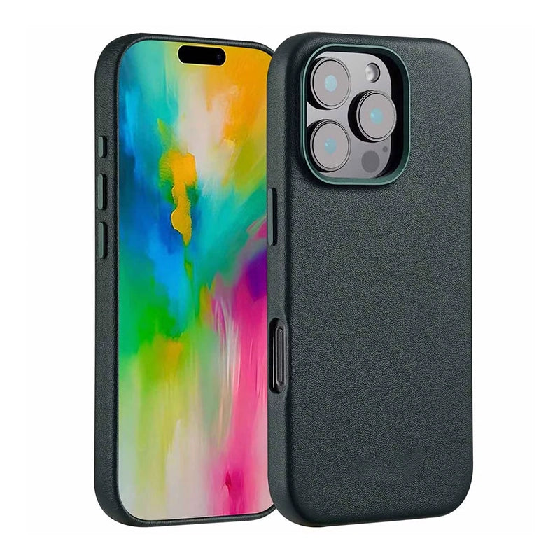 Luxe Echt Leren iPhone Backcover – Cedar Green