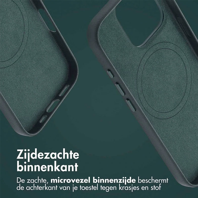 Luxe Echt Leren iPhone Backcover – Cedar Green