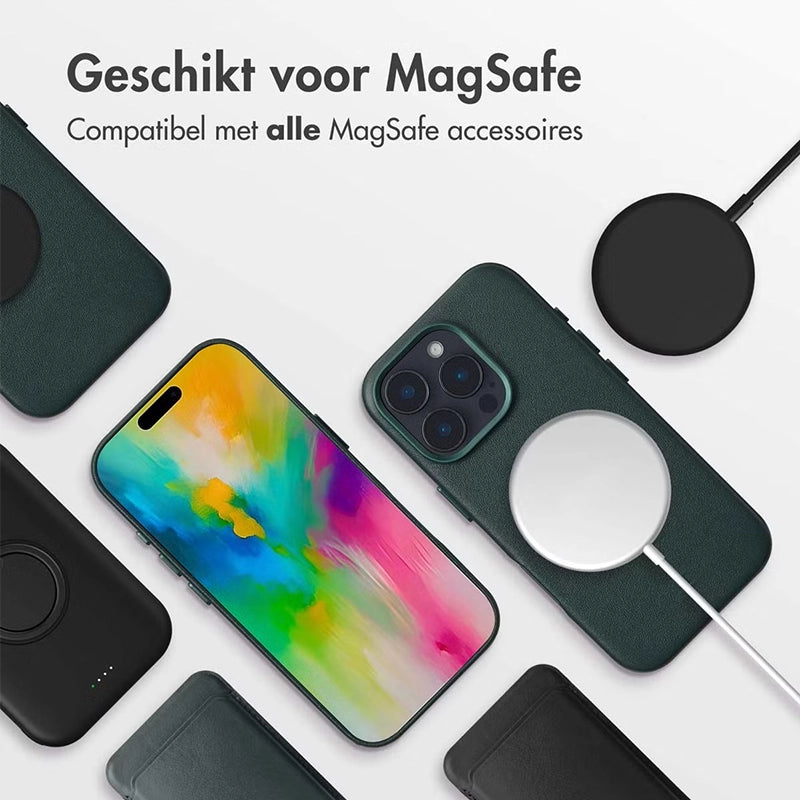 Luxe Echt Leren iPhone Backcover – Cedar Green