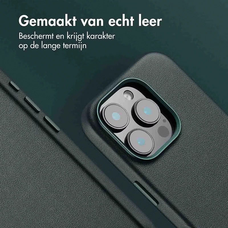 Luxe Echt Leren iPhone Backcover – Cedar Green