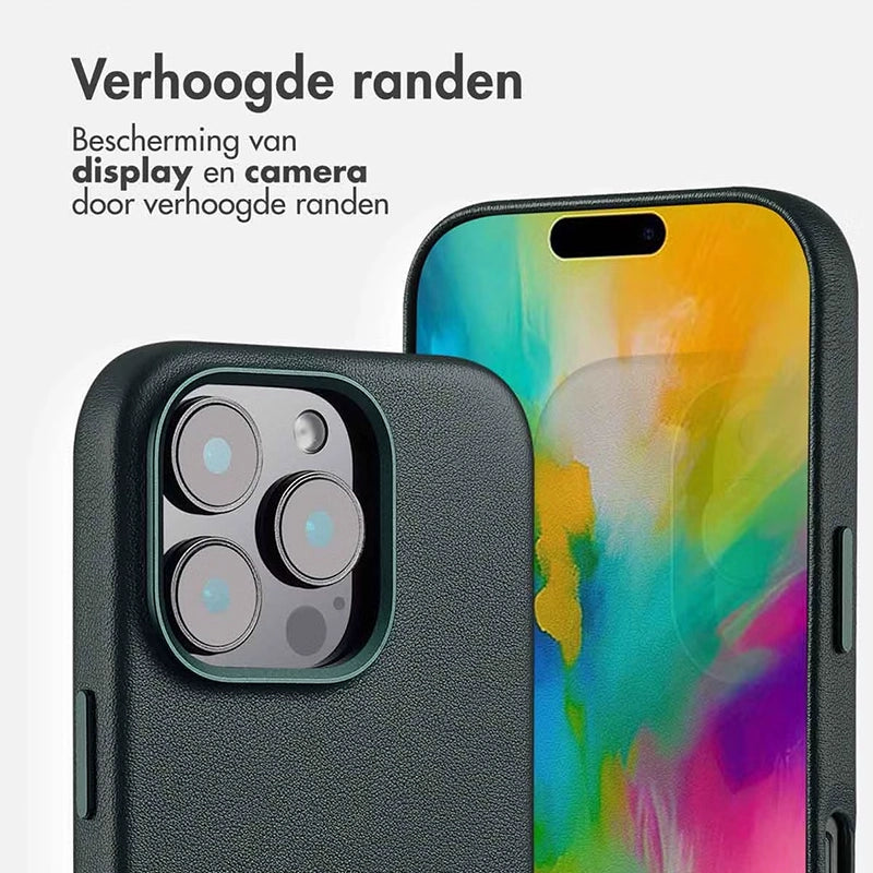 Luxe Echt Leren iPhone Backcover – Cedar Green