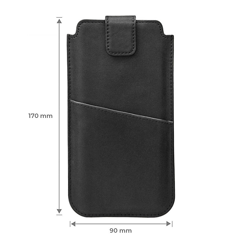 Étui Deluxe Insert Cuir Véritable Fentes pour Cartes Noir