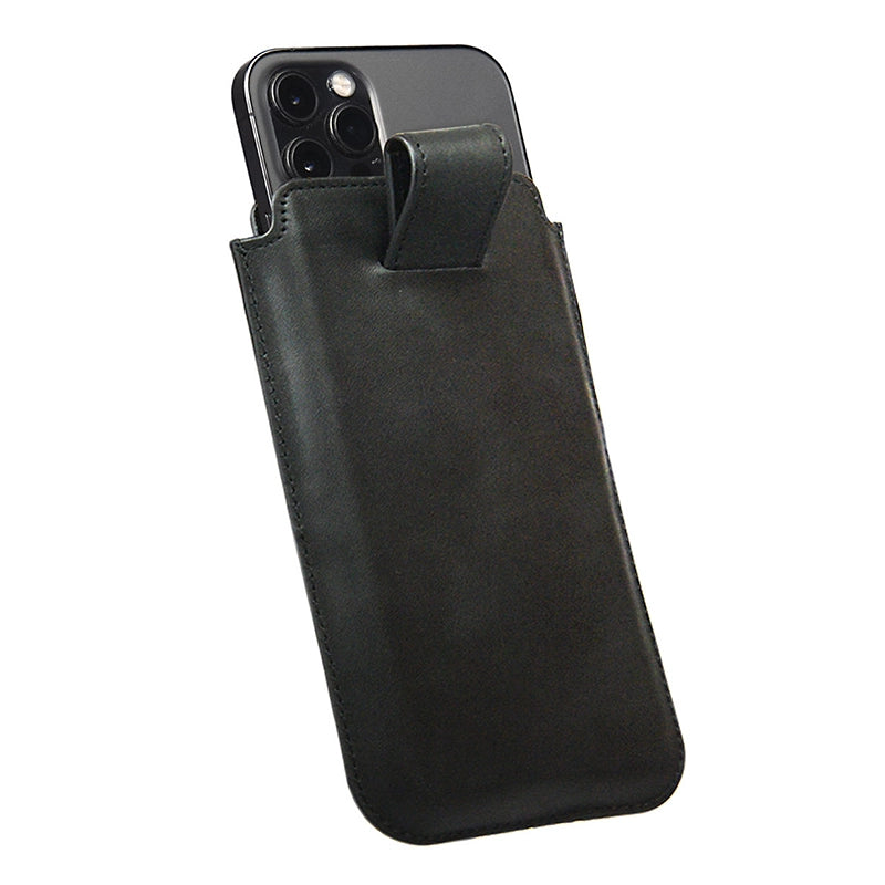 Étui Deluxe Insert Cuir Véritable Fentes pour Cartes Noir