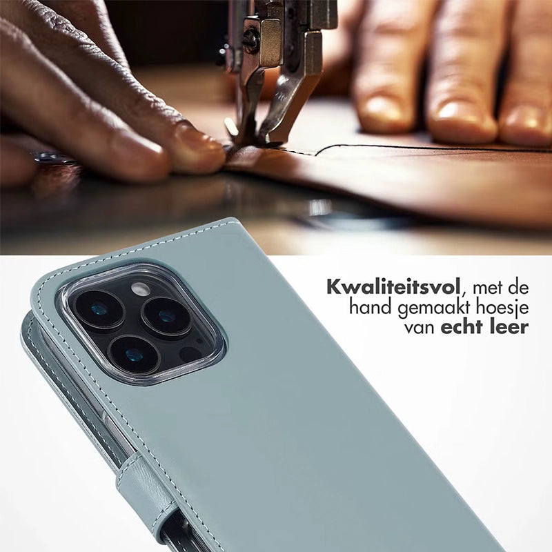 Elegante Luxus Leder iPhone Klapphülle - Himmelblau