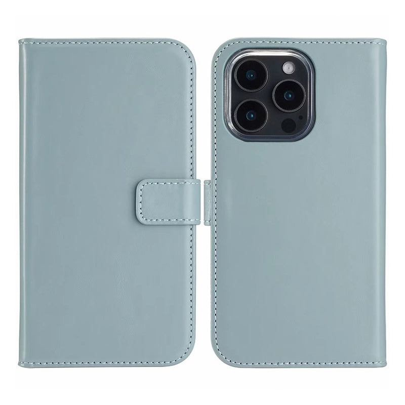 Elegante Luxus Leder iPhone Klapphülle - Himmelblau