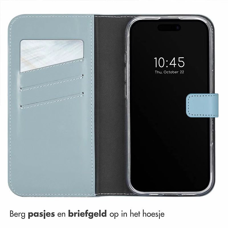 Elegante Luxus Leder iPhone Klapphülle - Himmelblau