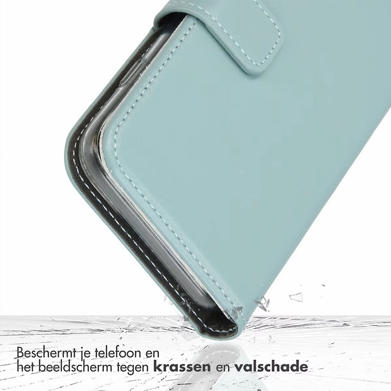 Elegante Luxus Leder iPhone Klapphülle - Himmelblau