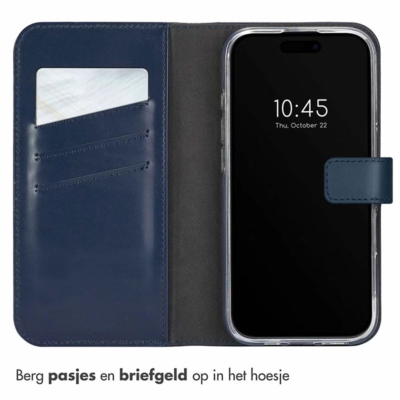 Elegant Luxury Leather iPhone Bookcase - Blue