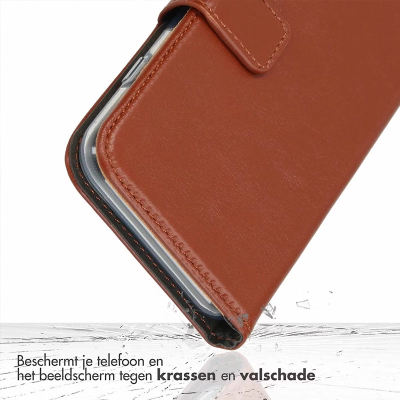 Elegant Luxury Leather iPhone Bookcase - Brown