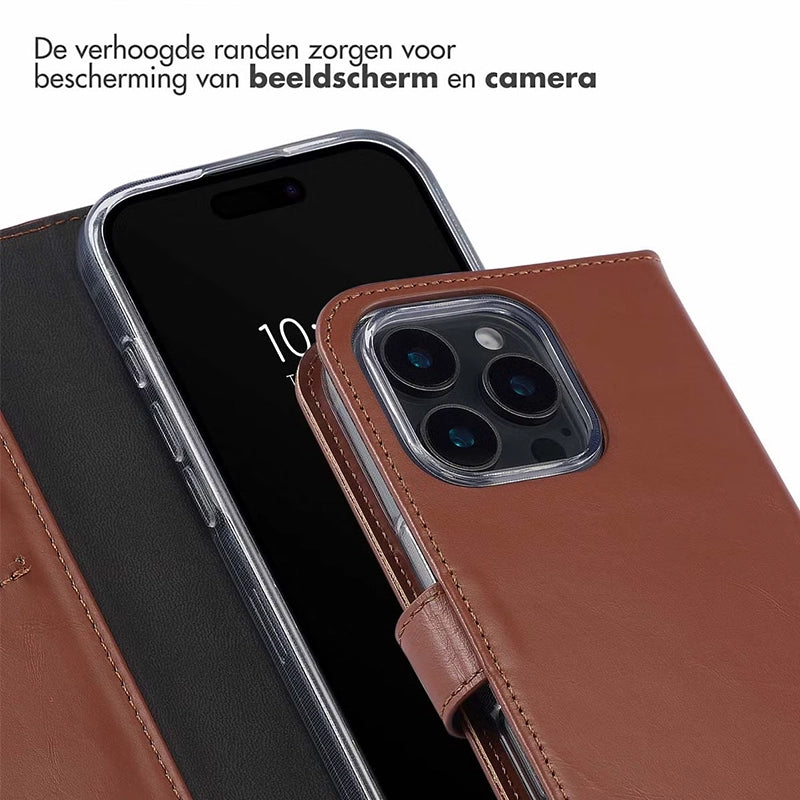 Elegant Luxury Leather iPhone Bookcase - Brown