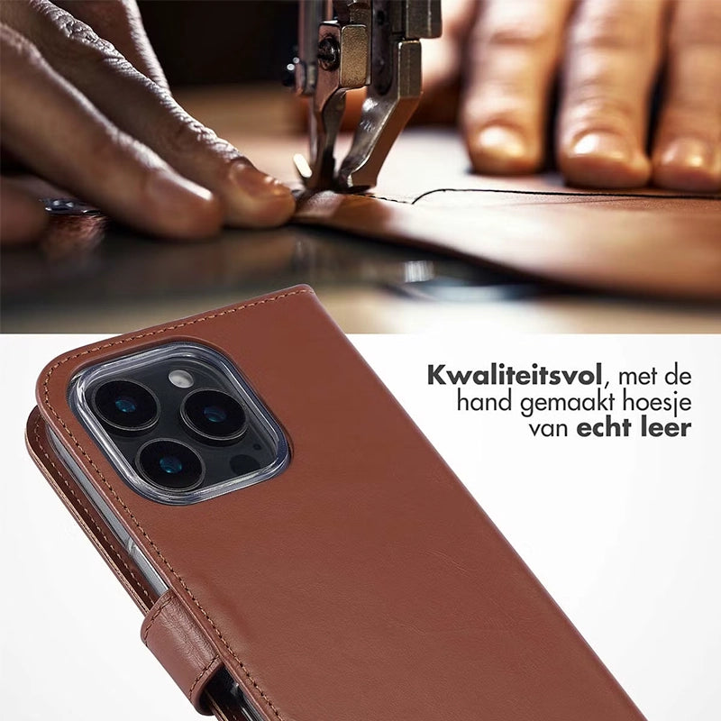 Elegant Luxury Leather iPhone Bookcase - Brown