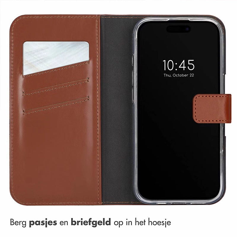 Elegant Luxury Leather iPhone Bookcase - Brown