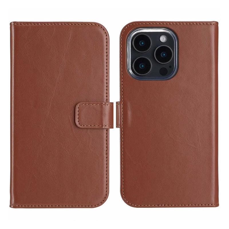 Elegant Luxury Leather iPhone Bookcase - Brown