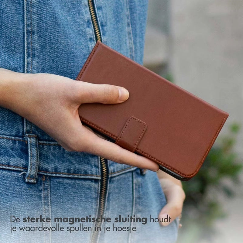Elegant Luxury Leather iPhone Bookcase - Brown