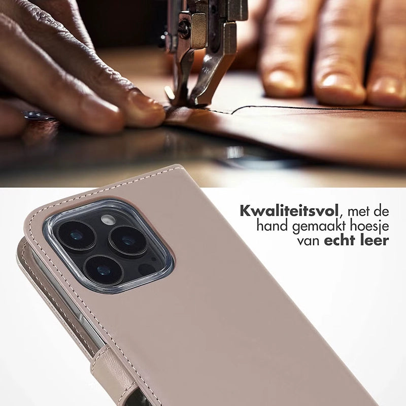 Elegant Luxury Leather iPhone Bookcase - Dusty Pink