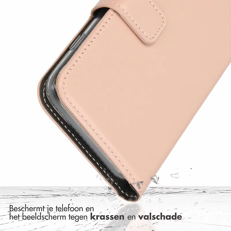 Elegant Luxury Leather iPhone Bookcase - Dusty Pink