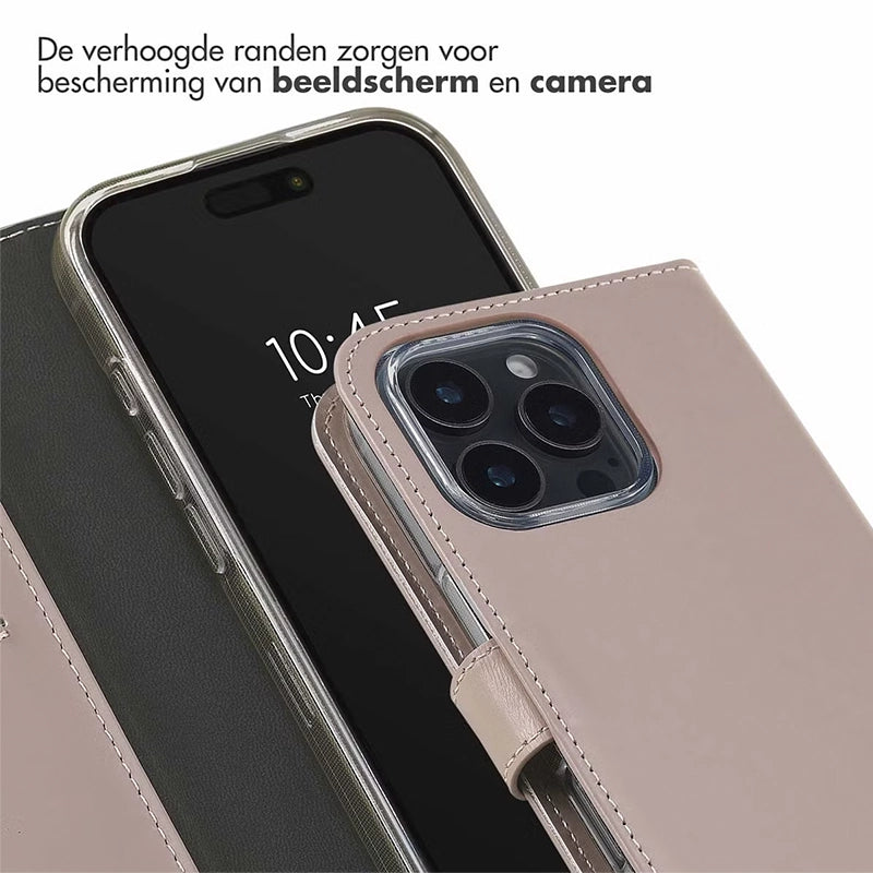 Elegant Luxury Leather iPhone Bookcase - Dusty Pink