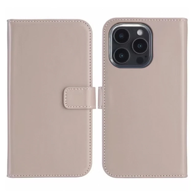 Elegant Luxury Leather iPhone Bookcase - Dusty Pink