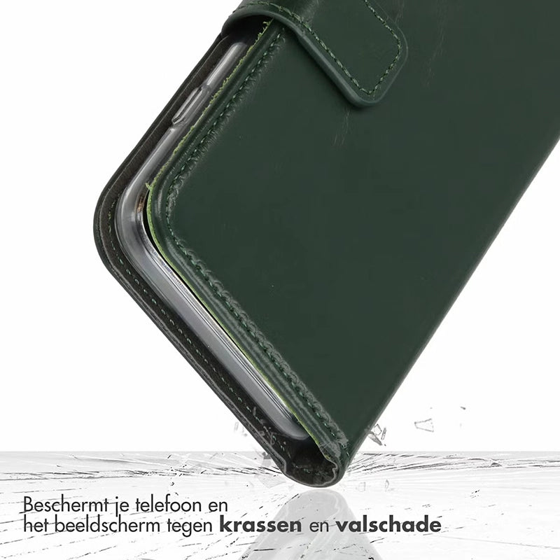 Elegant Luxury Leather iPhone Bookcase - Green