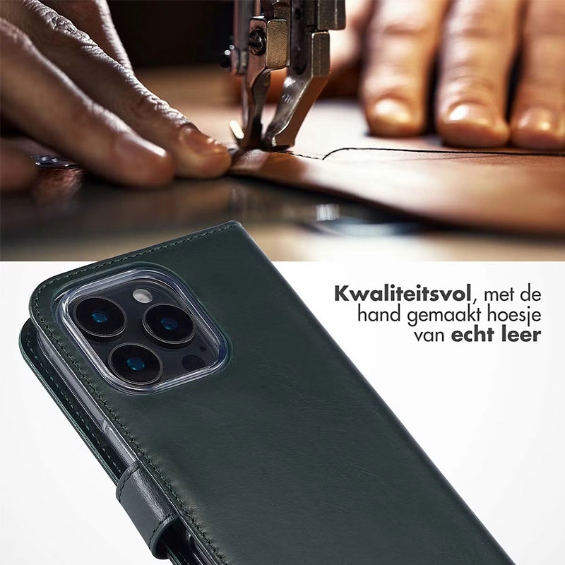 Elegant Luxury Leather iPhone Bookcase - Green