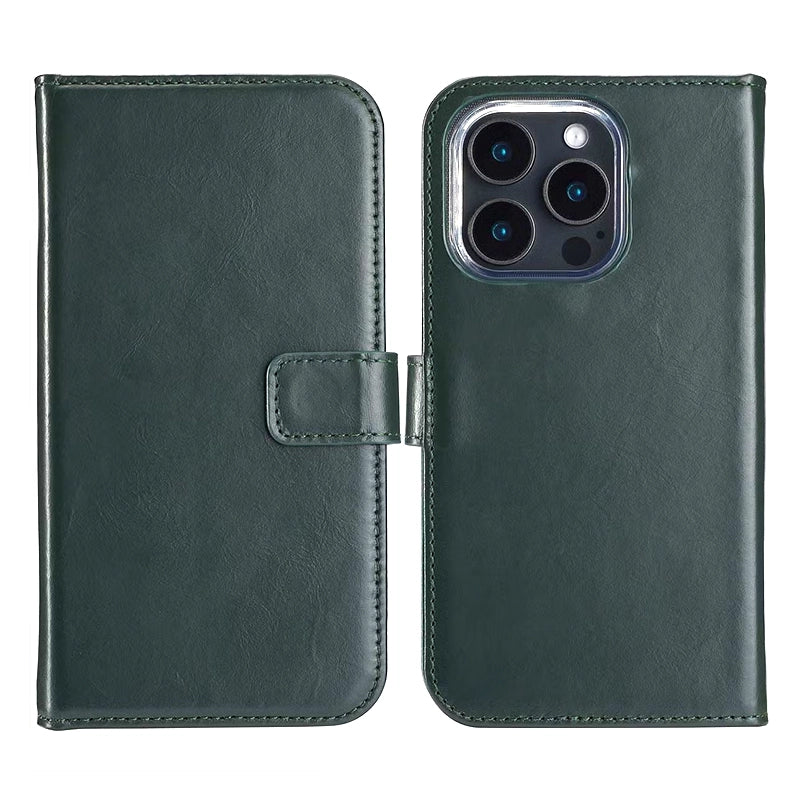 Elegant Luxury Leather iPhone Bookcase - Green