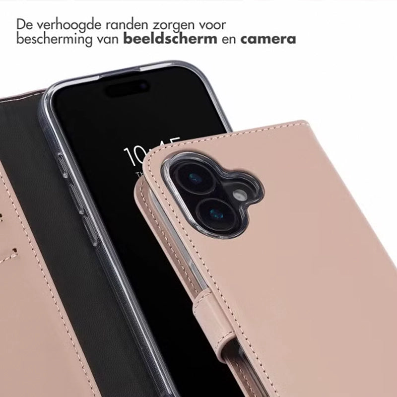 Elegant Luxury Leather iPhone Bookcase - Pink