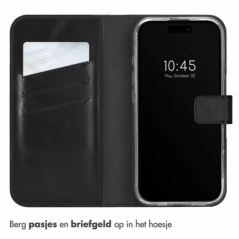 Elegant Luxury Leather iPhone Bookcase - Black