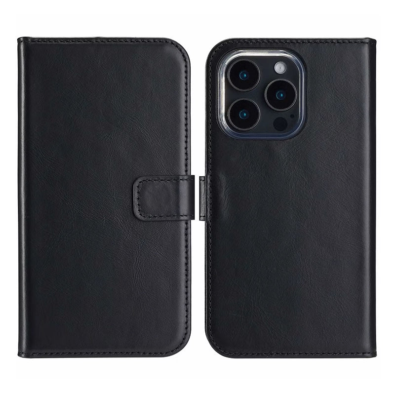 Elegant Luxury Leather iPhone Bookcase - Black