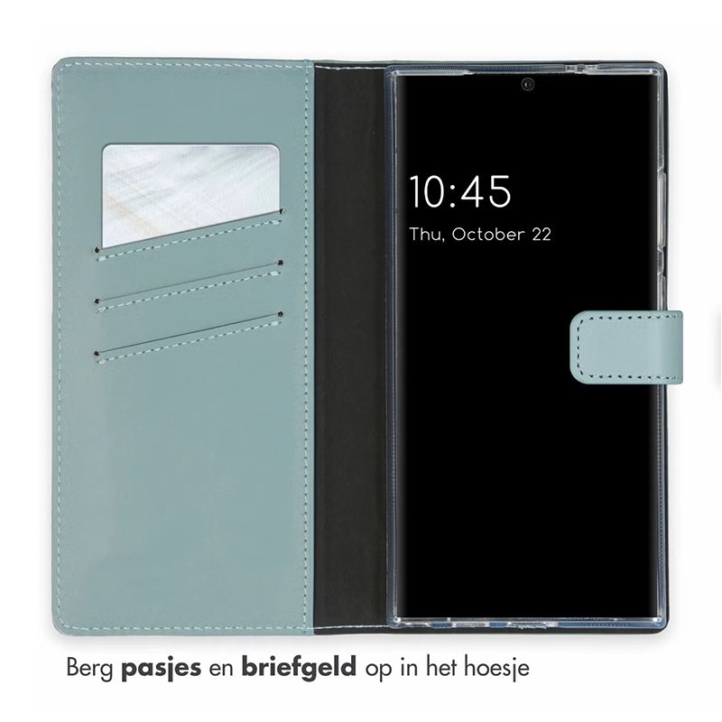 Elegante Luxe Leren Samsung Bookcase - Luchtblauw
