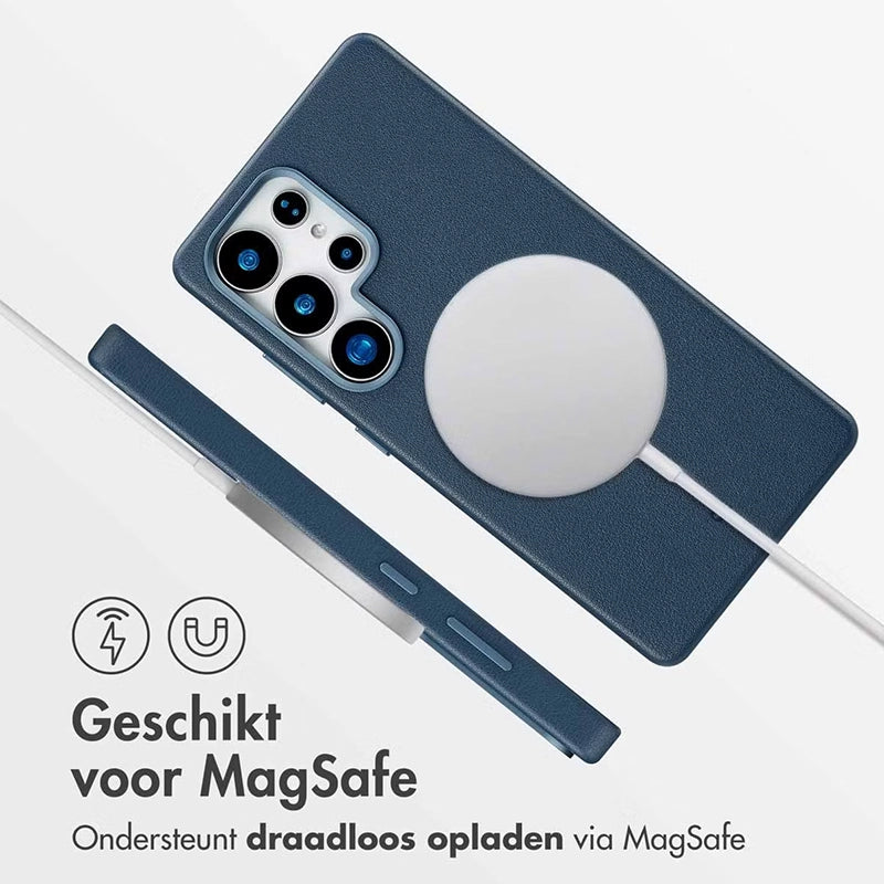Luxe Echt Leren Samsung Backcover - Nightfall Blue